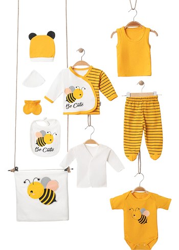 Sarı Arı Desenli Bebek Erkek Takımı 10'lu Hastane Çıkışı - Görsel 2
