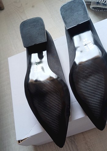 Siyah Süet Taşlı Tokalı Topuklu Kadın Ayakkabı - Görsel 6