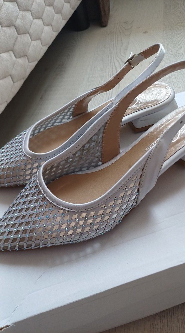 Gri Yılan Desenli Dantel Detaylı Topuklu Ayakkabı - Görsel 3