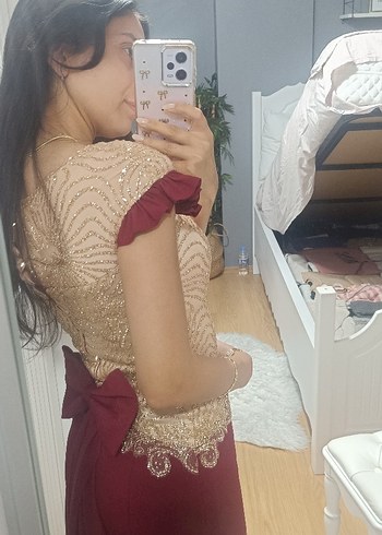 xs Beden Bordo balık model abiye
