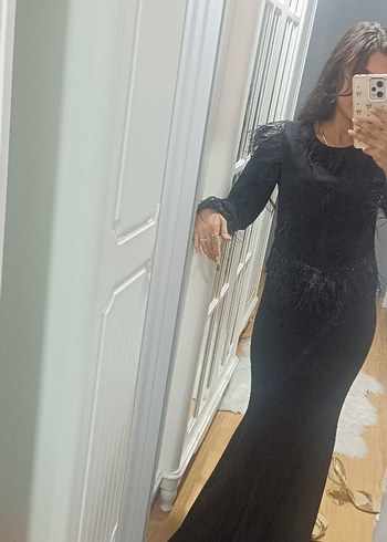 s Beden siyah Renk Siyah Uzun Kollu Kürklü Gotik Abiye