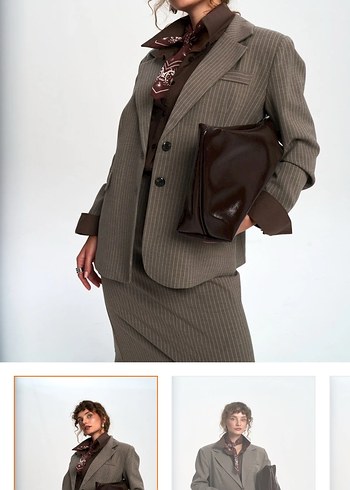 Füme çizgili blazer ceket - Görsel 4