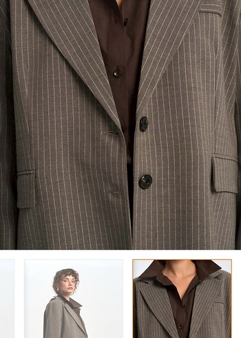 Füme çizgili blazer ceket - Görsel 2