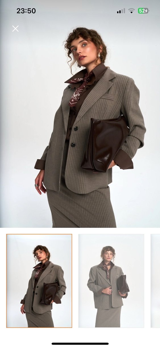 Füme çizgili blazer ceket - Görsel 4