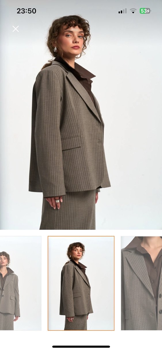 Füme çizgili blazer ceket - Görsel 3