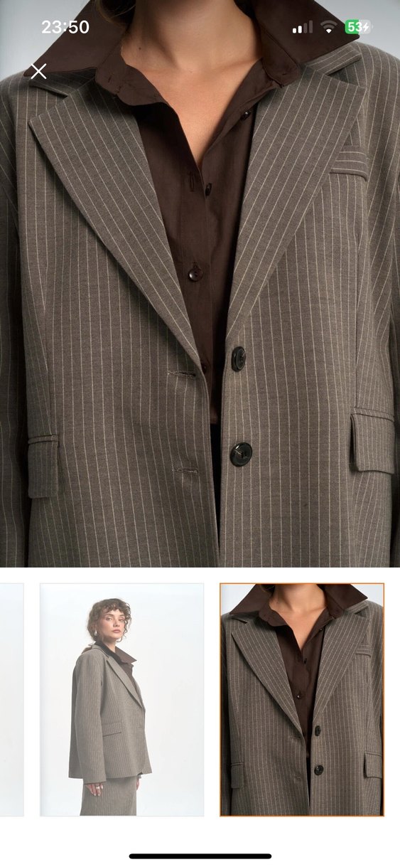 Füme çizgili blazer ceket - Görsel 2