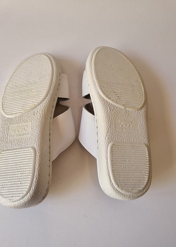 Erkek Beyaz Deri Tokalı Sandalet - Görsel 5