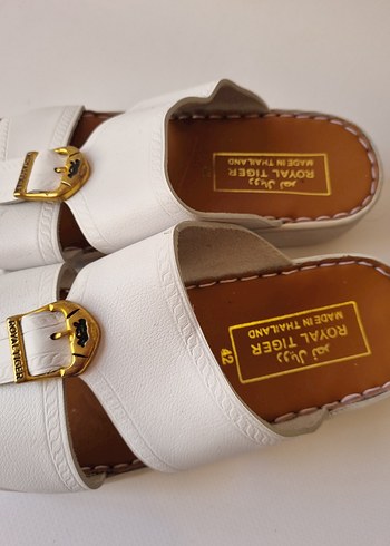 Erkek Beyaz Deri Tokalı Sandalet - Görsel 2