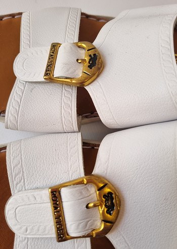 Erkek Beyaz Deri Tokalı Sandalet - Görsel 10