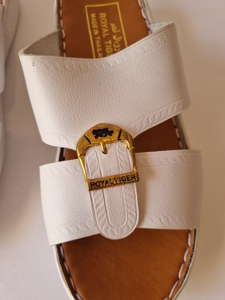 Erkek Beyaz Deri Tokalı Sandalet - Görsel 4
