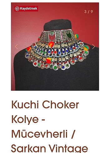 Kuchi Sarkan Vintage Tribal Choker kolye