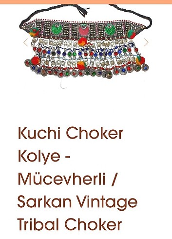 Diğer Kuchi Sarkan Vintage Tribal Choker kolye