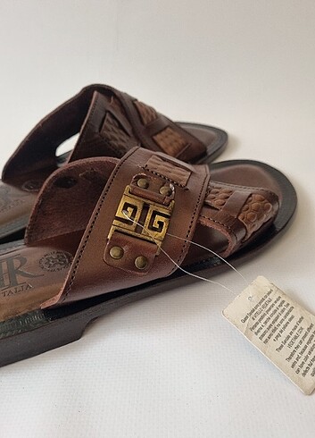 Milanodan deri terlik Sandalet - Görsel 5