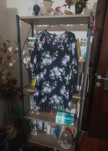 ferover Mor Çiçekli Uzun Kollu  elbise - Görsel 2