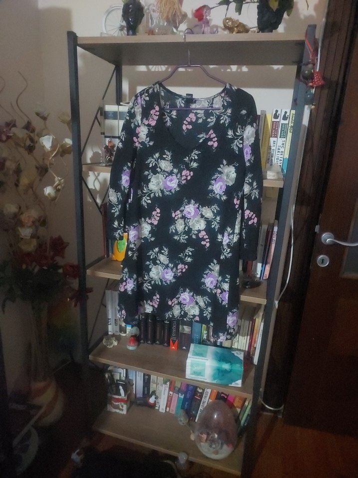 ferover Mor Çiçekli Uzun Kollu  elbise - Görsel 5