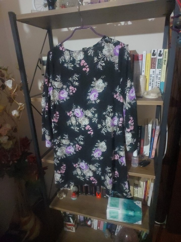 ferover Mor Çiçekli Uzun Kollu  elbise - Görsel 3