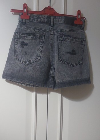 pull&bear Gri Tie-Dye Mini Denim Şort - Görsel 9