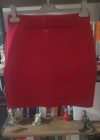 Kırmızı Pilili Kadın Mini Etek - Görsel 5