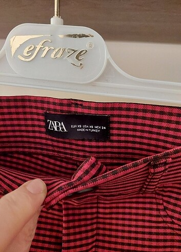 Zara marka bordo renk ekose desenli pantolon 