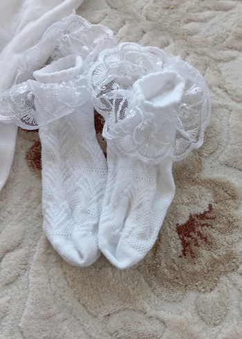 Beyaz Pamuklu Çocuk Külotlu Çorap - Görsel 4