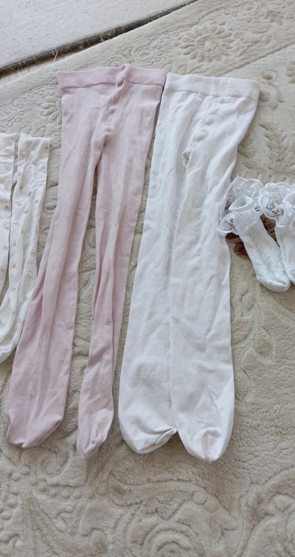 Beyaz Pamuklu Çocuk Külotlu Çorap - Görsel 3