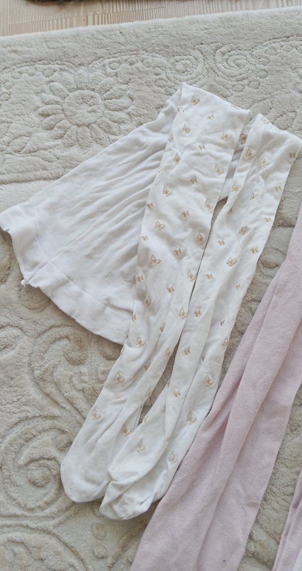 Beyaz Pamuklu Çocuk Külotlu Çorap - Görsel 2