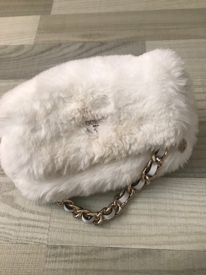 Beyaz Kürklü Kadın El Çantası - Görsel 2