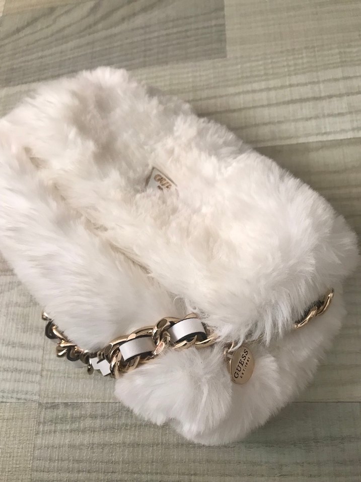 Beyaz Kürklü Kadın El Çantası - Görsel 3