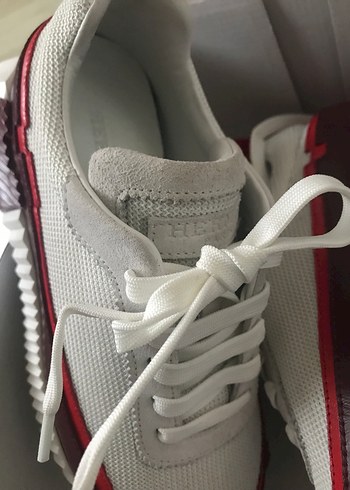 Beyaz-Kırmızı Bağcıklı Kadın ayakkabı - Görsel 3