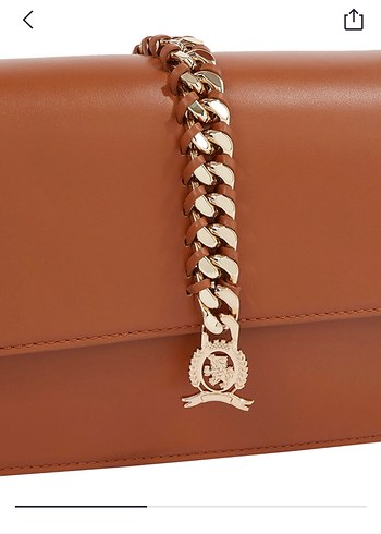 Zincir Detaylı Bej Deri Kadın Çanta - Görsel 3