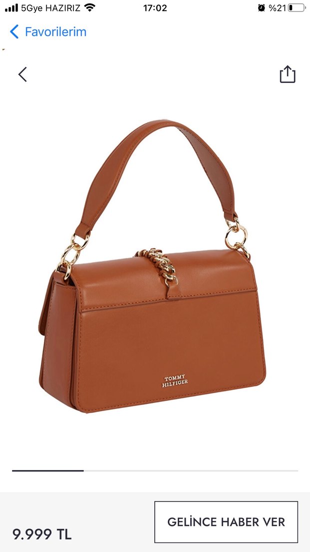 Zincir Detaylı Bej Deri Kadın Çanta - Görsel 2