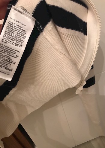 Tommy Hilfiger Beyaz Çizgili Triko Hırka - Görsel 4