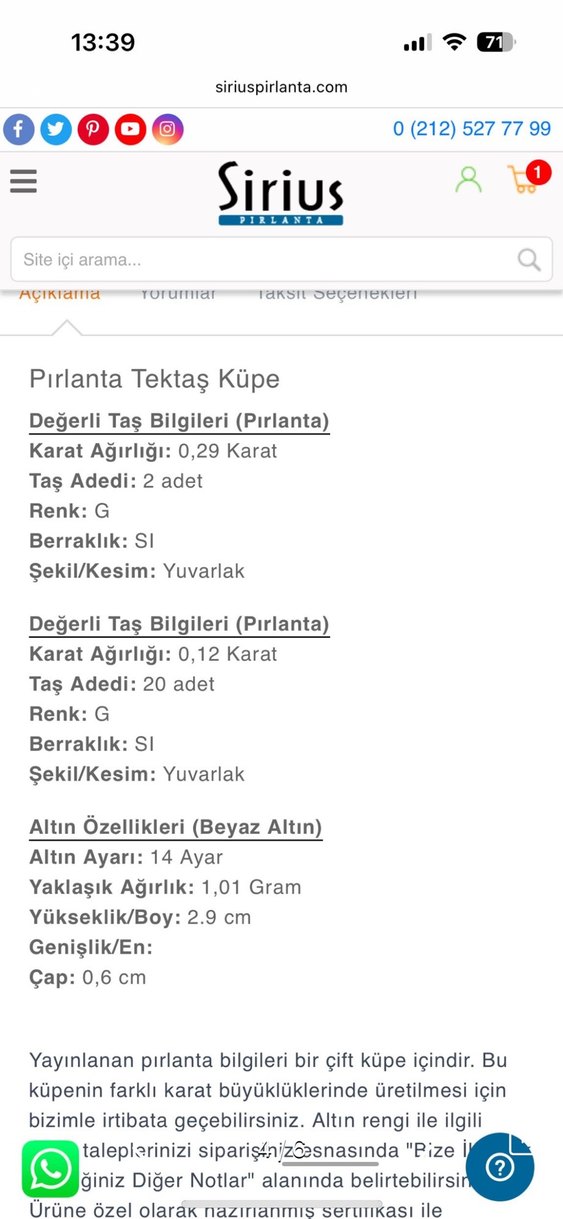 Pırlanta Mini Tektaş Küpe - Görsel 2