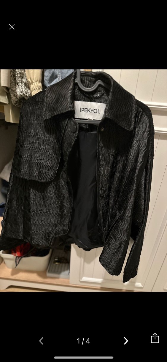 İpekyol Siyah Dokulu Gömlek Yaka Kısa Mont - Görsel 2