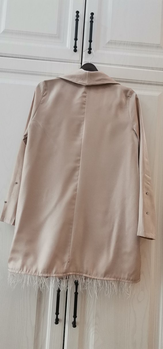 Bej Saten Abiye Bayan Ceket - Görsel 2