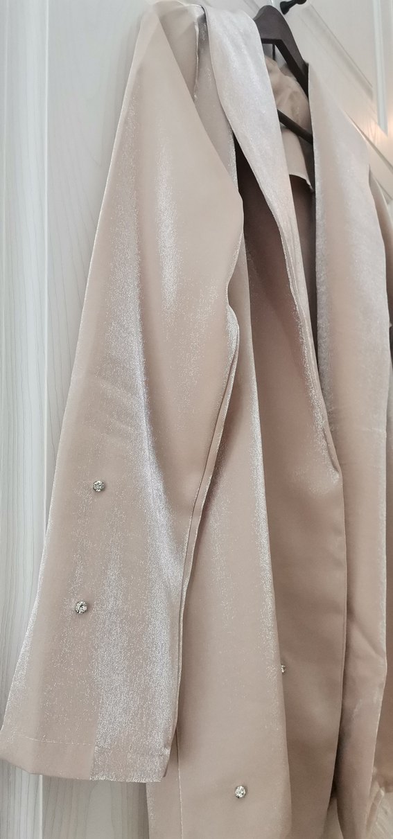 Bej Saten Abiye Bayan Ceket - Görsel 3