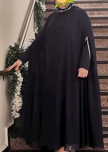 Püsküllü Taşlı Abayalı Üçlü Abiye Takım - Görsel 8