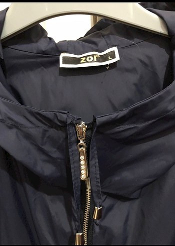 Pul Deaylı Uzun Lacivert Kadın Yağmurluk - Görsel 6