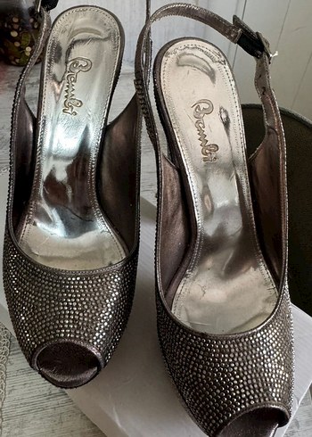 Bambi Marka Platform  yüksek Topuklu taşlı abiye bayan ayakkabı - Görsel 2