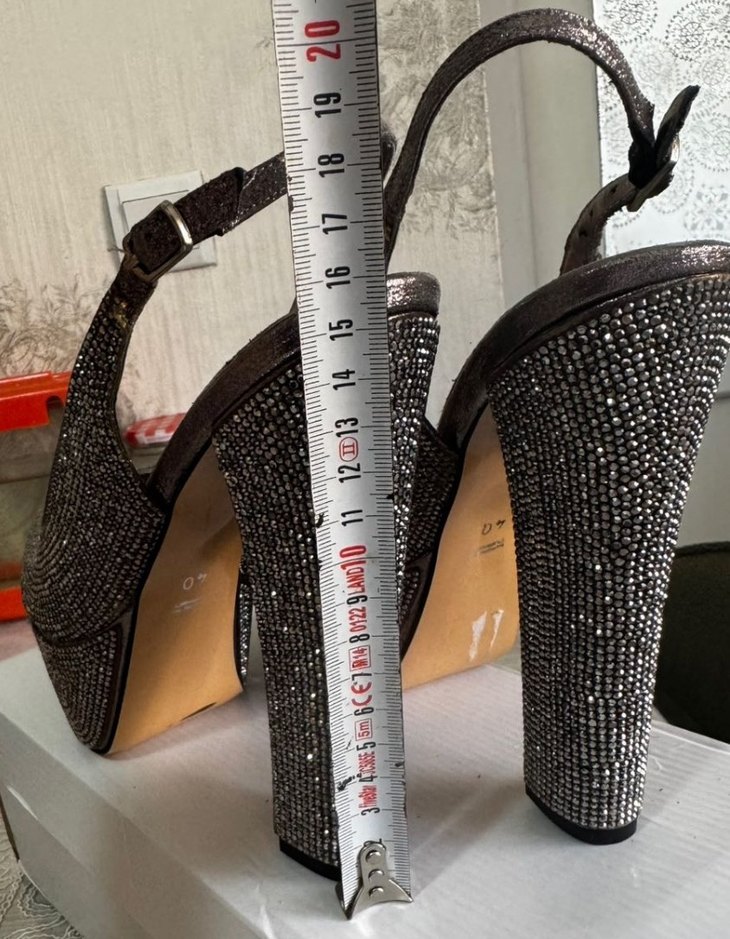 Bambi Marka Platform  yüksek Topuklu taşlı abiye bayan ayakkabı - Görsel 4