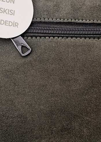 Haki renk Süet Deri Kadın Çanta - Görsel 6