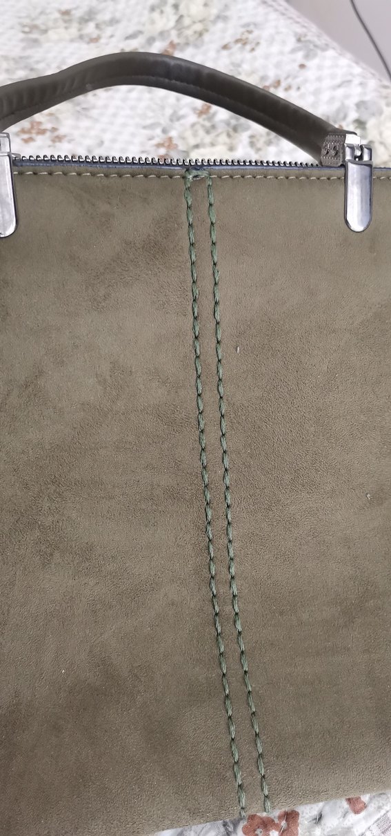 Haki renk Süet Deri Kadın Çanta - Görsel 4