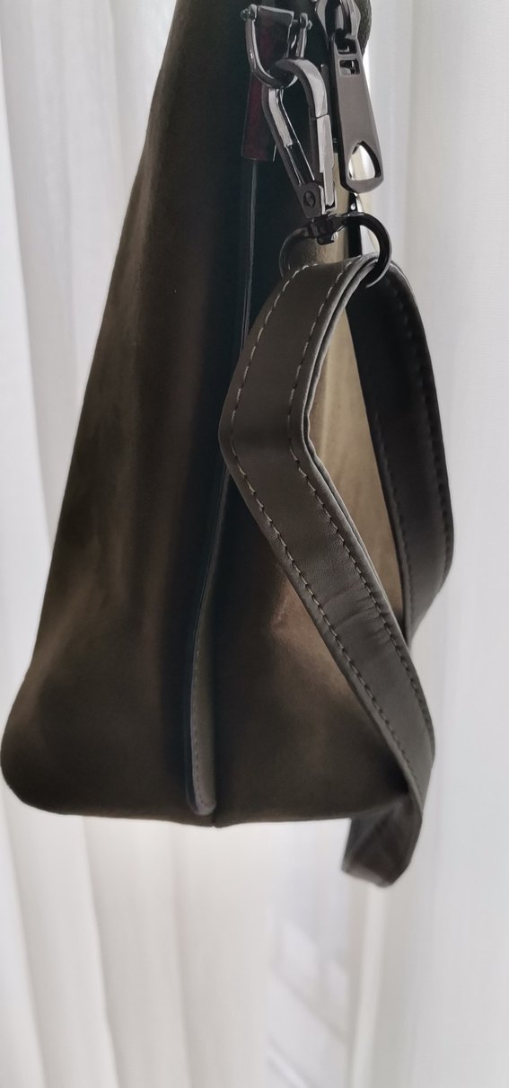 Haki renk Süet Deri Kadın Çanta - Görsel 2