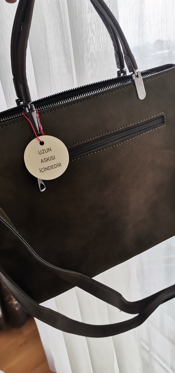 Haki renk Süet Deri Kadın Çanta - Görsel 3