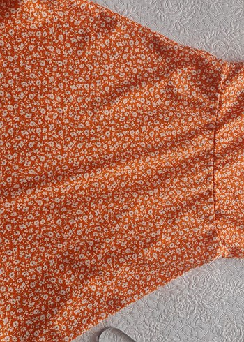 Turuncu Midi Bohem Renkli Elbise - Görsel 6