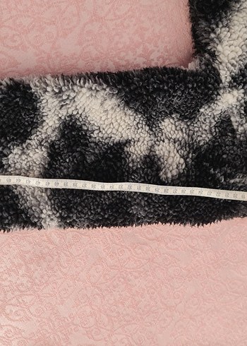 Gri Batik Desenli Kısa Peluş Mont - Görsel 7