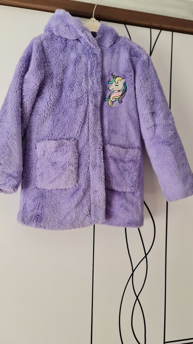 Lila Nakışlı Kürklü Kız Kabanı - Görsel 2