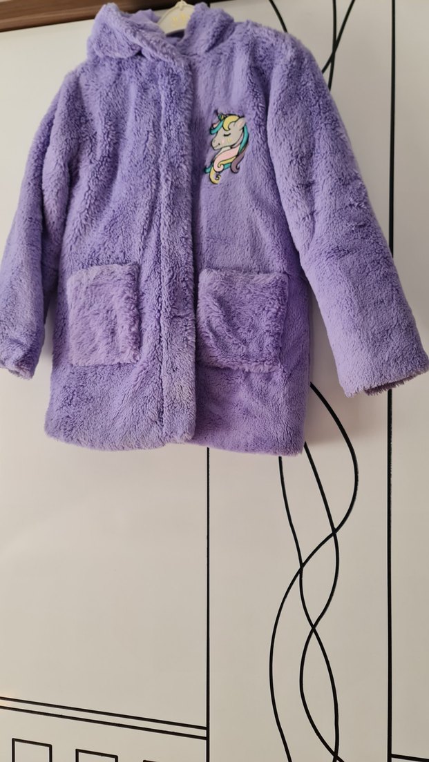 Lila Nakışlı Kürklü Kız Kabanı - Görsel 3