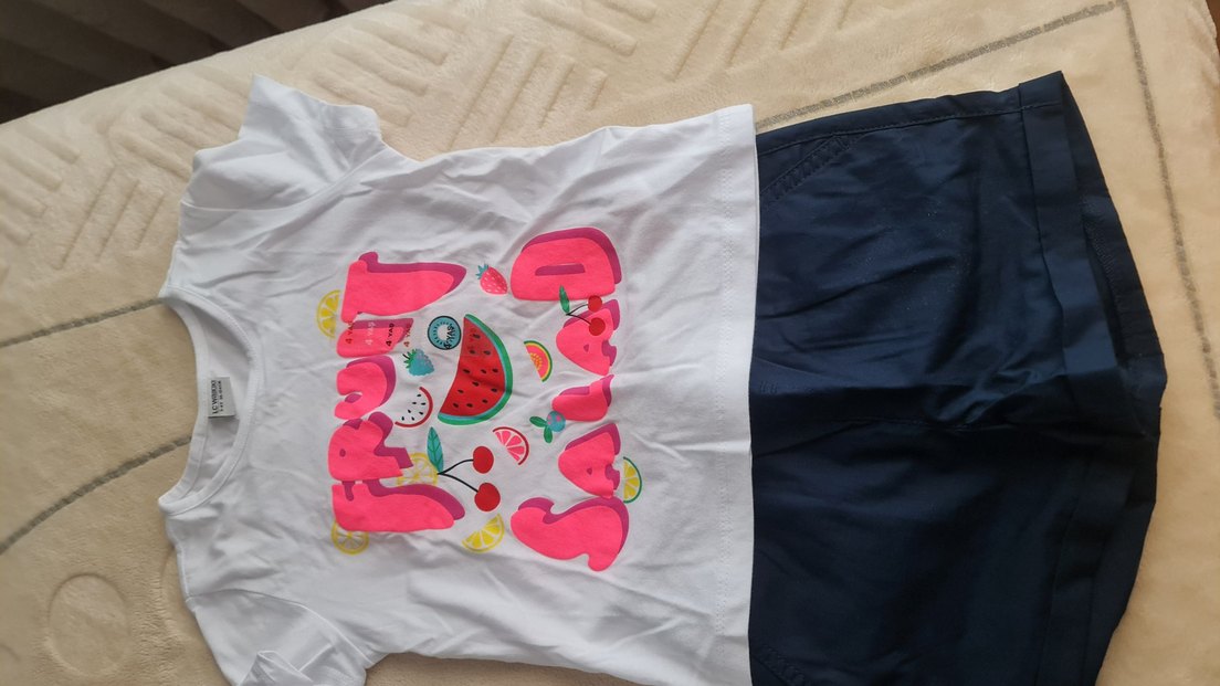 Renkli Baskılı Kısa Kollu Bebek Kız Takımı - Görsel 2