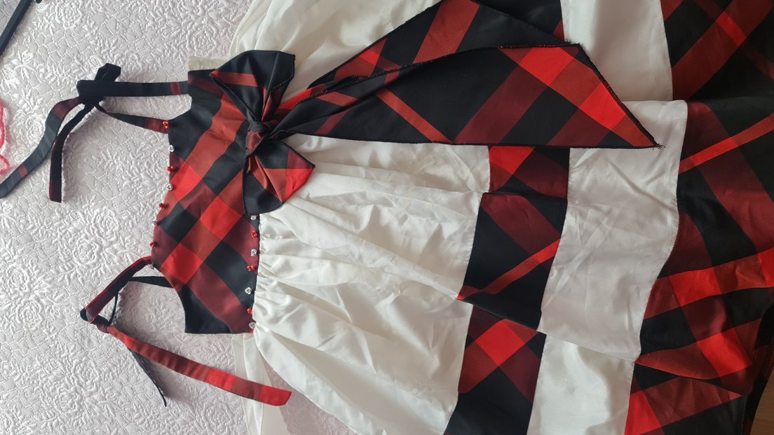 Kareli Askılı Kız Elbise - Görsel 4